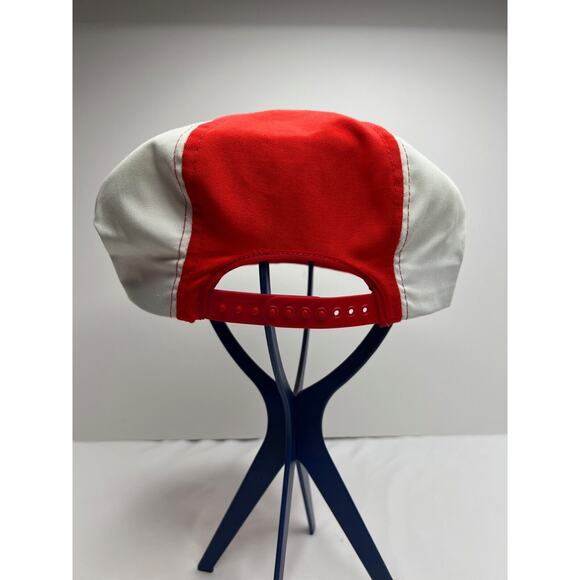 Vtg Retro Red & White Candy Stripe Snapback Newspaper Cabbie Hat OSFA - Picture 3 of 5